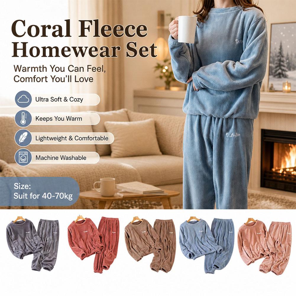 Coral Fleece Homewear Set Paja - Corduroy Pant Warm 评论和价格