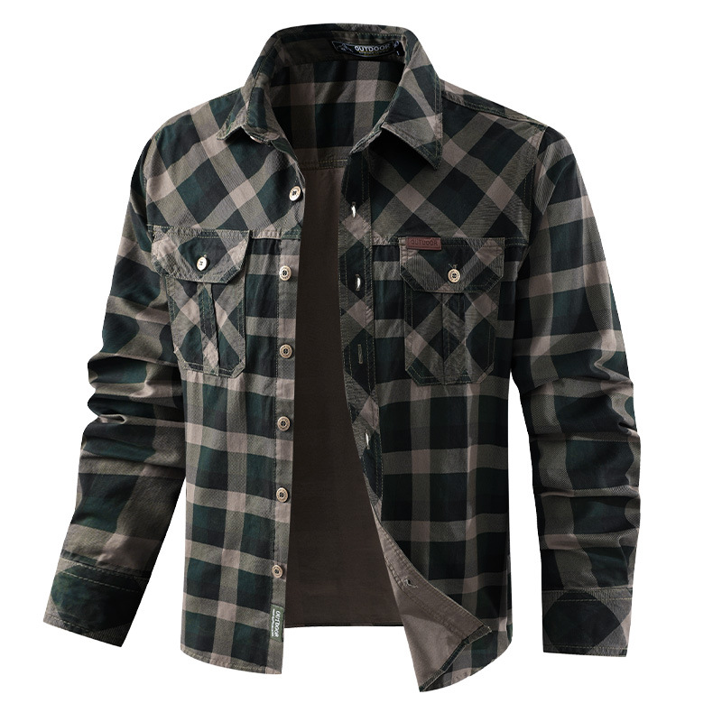 Men Plaid Casual Shirts Male M - Flannel Shirt Lined 评论和价格