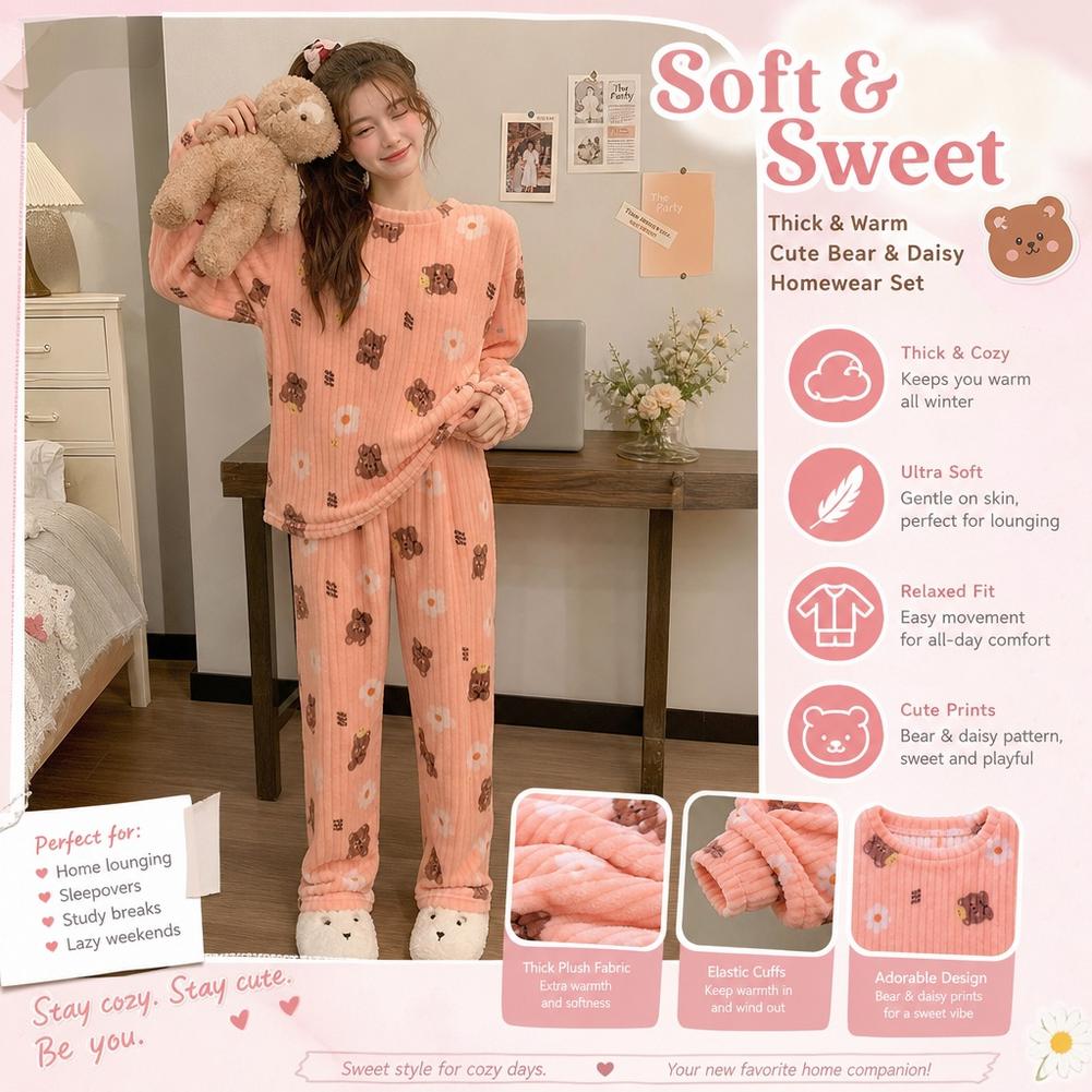 Pajamas Women Coral Fleece Bea - Corduroy Pant Warm 评论和价格